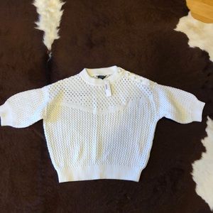 White j crew short sleeve cotton sweater S NWT